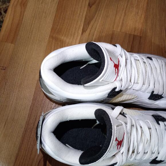 2011 Nike Air Jordan 4 Retro OG White Cement Black 308497-103 Military size 12